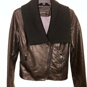 Andrew Marc wool blend collar leather jacket - (s)